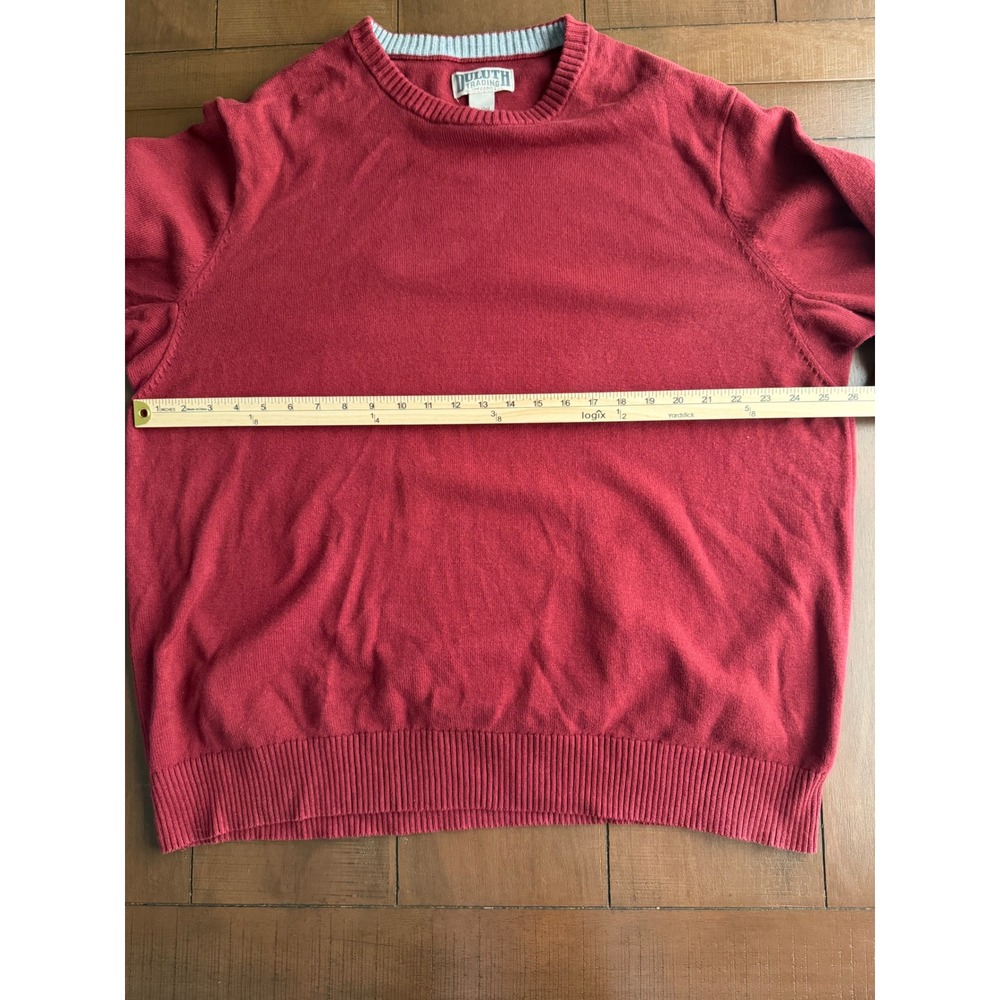 Duluth Trading Co Mens 2XL Tall Red Crew Neck Cotton Blend Knit Sweater - Picture 3 of 6